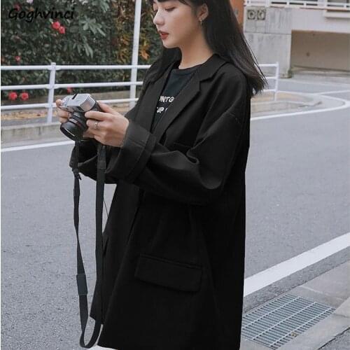 Blazers Women Solid Simple Retro Fashion Office Lady Elegant Buttons Drape Stylish Streetwear Casual Loose Ulzzang Chic Cozy New