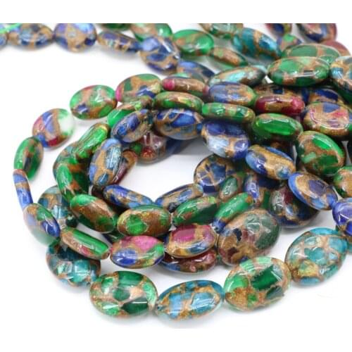Loose Beads For Jewelry Making Golden Sand Stone Oval Egg Shape Multicolor Stones Diy Bracelet Necklace For Women 15inch B3306