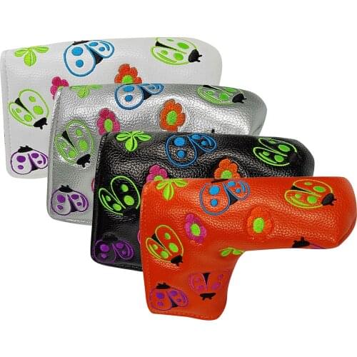 PU Putter Covers, Golf Head Covers Golf Club Headcovers Protector w/ Flower Print, Golf Club Protection Cover Easy to Use