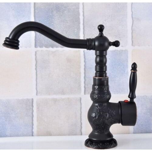 Black Oil Rubbed Bronze Swivel Kitchen Bathroom Faucet Single Handle Hole Sink Mixer Tap Lsf625