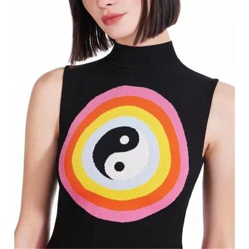 Tshirt Women 2021 Vintage Women Sexy O-neck Sleeveless Camisole Taiji Printed Vest Tops Graphic T Shirts Easy T-shirt Top Mujer