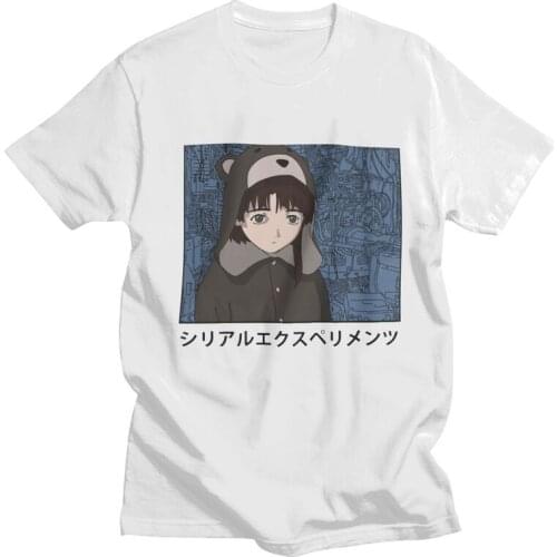 Serial Experiments Lain Tshirts Men Fashion Tees Top 100% Cotton T Shirts Short Sleeve Iwakura Manga Girl Sci Fi Anime T-shirt