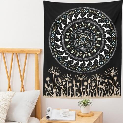 Mandala Tapestry plant Wall Hanging Botanical Celestial Floral Wall Tapestry Hippie Flower Wall Carpets Dorm Decor tapestry