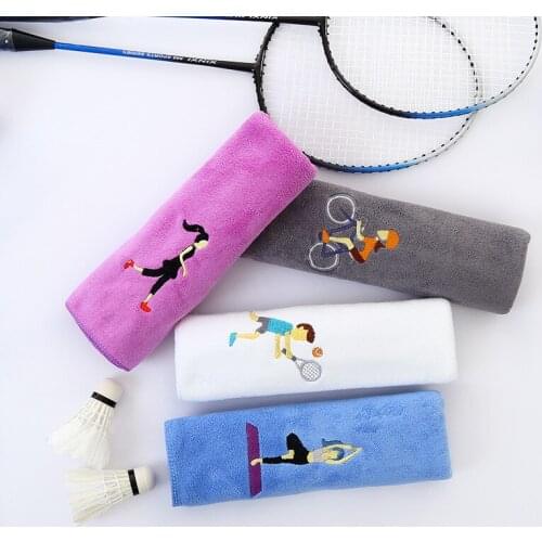 Cotton Embroidery Sports Towel Soft Absorbent Yoga Gym Camping Golf Fitness Sweat Towel Sports Cartoon Towel 25*110cm