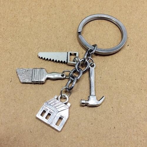 Engineer Architect House Design Key Chain Decoration House Hammer Ruler Creative Decoration Key Chain
