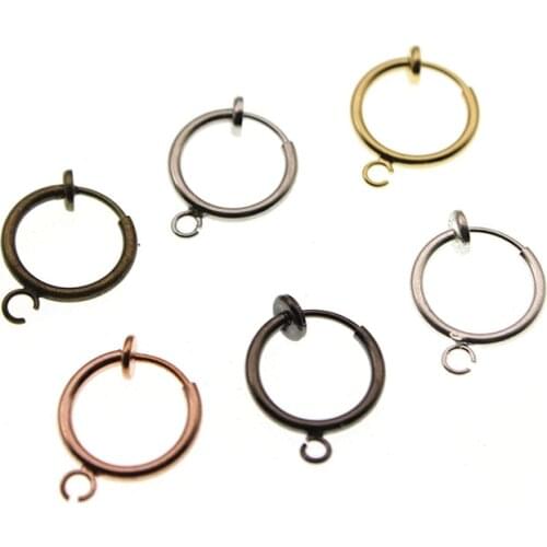 10pcs/lot 13mm Brass French Ear Clip Earrings Without Piercing Jewelry Findings Non-Pierced Earring Hook Clasp with Loop DIY