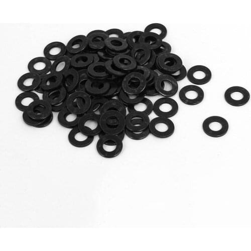 M5 x 10mm x 1mm Black Nylon Flat Washers Gaskets Spacers 100PCS