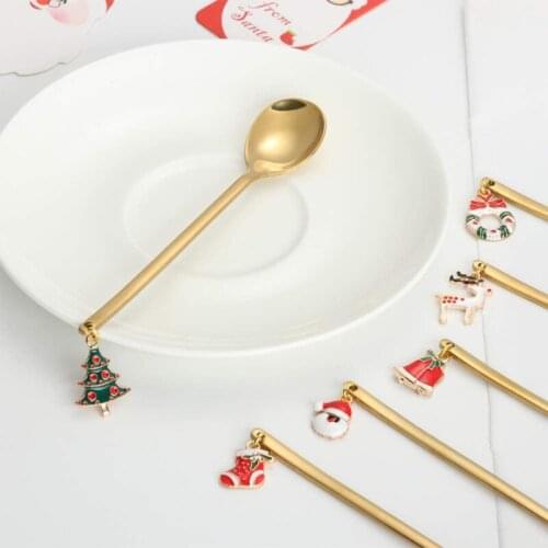 Multifunctional Coffee Spoons Christmas Dessert Stainless Steel Ice Cream Sugar Coffee Scoops Kitchen Tableware New Year Gifts