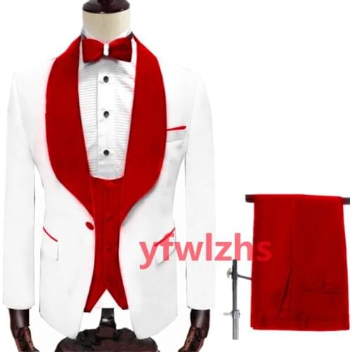 New Arrival One Button Groomsmen Shawl Lapel Groom Tuxedos Men Suits Wedding/Prom Best Blazer ( Jacket+Pants+Vest+Tie) C239