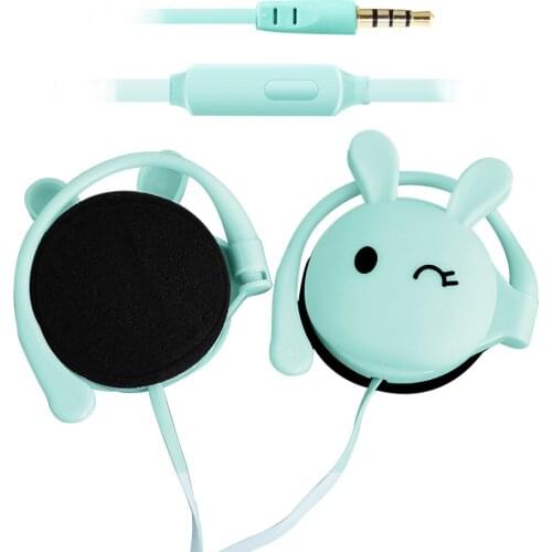 Girl Gifts Ear Hook Earphone Cute Rabbit Design Headset 3.5mm Wired Handsfree Headphone Sports Earbuds For Smartphones MP3