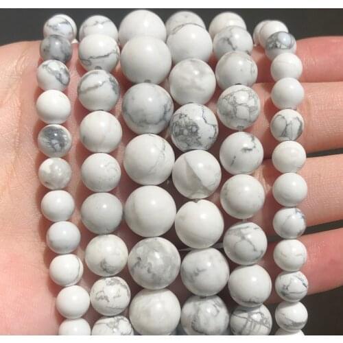 Wholesale White Howlite Turquoises Beads Round Loose Stone Beads 15.5" 4 6 8 10 12 mm For Jewelry Making DIY Bracelets Necklace