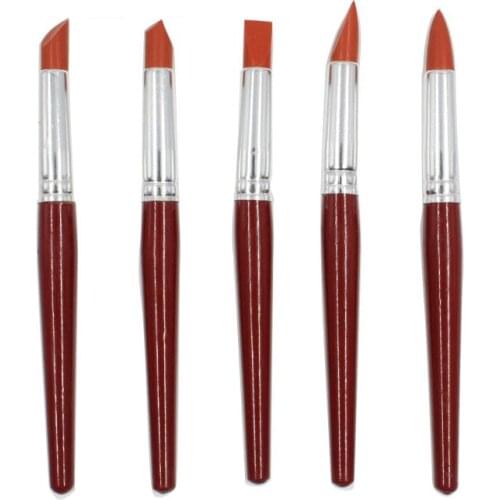 5 pcs large size red wooden poles rubber silicon rubber pens soft clay and nail carving tools