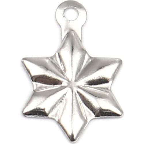 Stainless Steel Charms Star Of David Hexagram Silver Color 14mm x 10mm For Bracelet Necklace Jewelry Accessories, 10 PCs