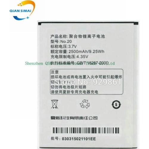 QiAN SiMAi 1PCS 2500mAh New 100% high quality NO.20 Battery for AMOI NO.20 A900W A900T A955T Phone free shipping +track code