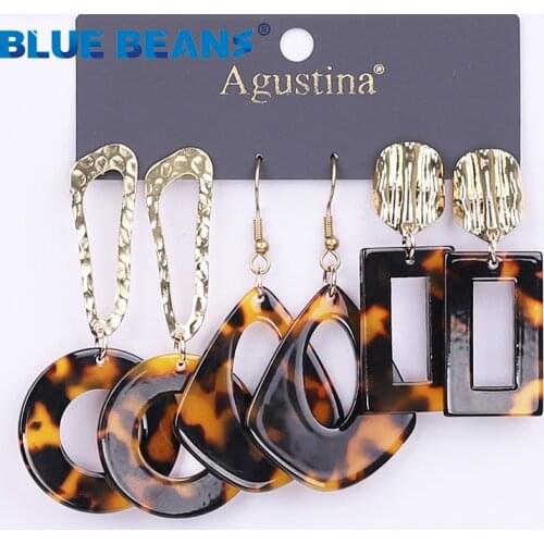 BLUE BEANS acrylic Set Earrings For Women Long Leopard Earrings Set Drop Earrings Fashion Jewelry Dangle Earring Boho Girls cc