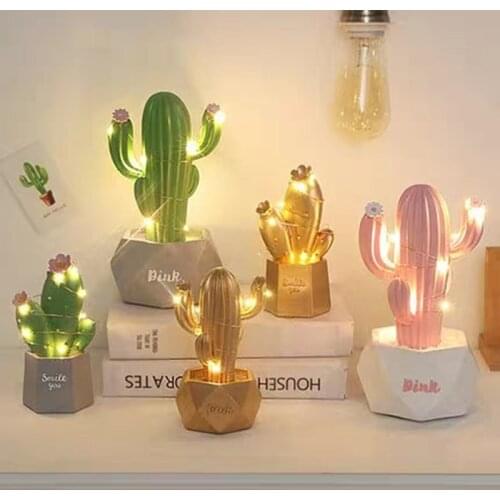 Ins Cactus LED Table Lamp Dream Star Lamp Small Night Light Bedroom Decoration Lovely Gift for Girls and Kids Birthday Christmas