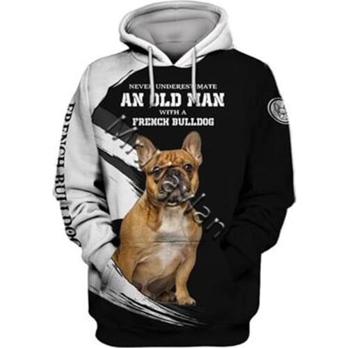 Unisex 3D Graphic Hoodie French Bulldog Retriever Sweatshirt Animal Hoodies Men/Women Casual Streetwear Sweatshirt Pullover 1333