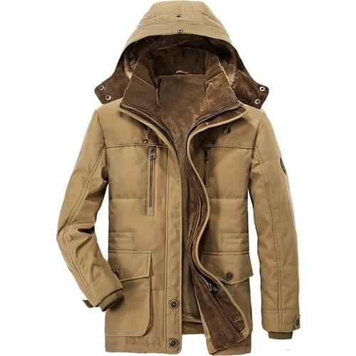 Military Designer Winter Hooded Mens Coats Plus 7XL Streetwear European and American Style Army Overcoats Khaki Jackets A878