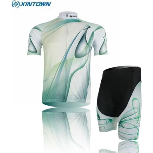 XINTOWN Team Sports Outdoor Team Cycling Jersey Sets Ropa Ciclismo Bike Bicycle Bib Top Short Sleeve Clothing Green