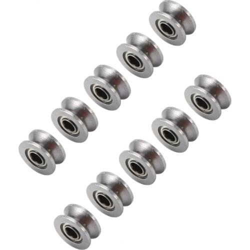 Factory Price 10pcs U624ZZ U Groove Ball Bearing Guide Pulley For Rail Track Linear Motion System 4*13*7mm Mounted Bearing