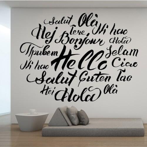 Hello Different Languages Reception Sign Wall Decals Murals Livingroom Office Business Shop Decoration Vinyl Sticker DW8554