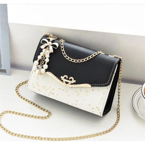 Women Fashionable Shoulder Bag New Messenger Bag pu Handbag Chain Wild Sequins Love Crossbody Bag Mobile phone bag coin Purse