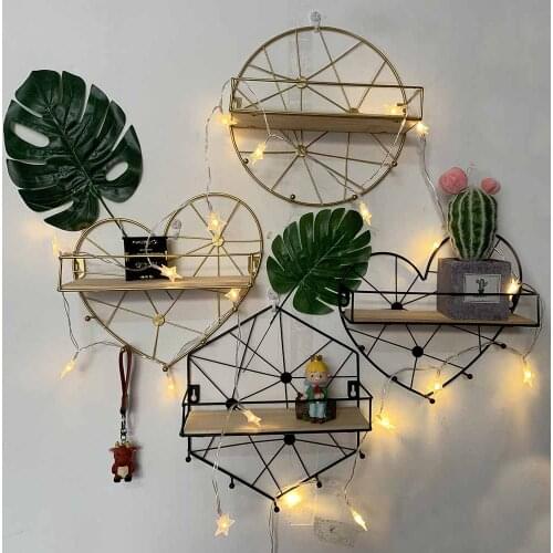 1pc Modern and simple wrought iron hook wall shelf creative home living room wall decoration storage rack