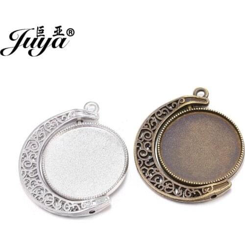 10pcs/lot 25mm Double-sided Rotatable Cabochon Pendant Trays Fit 25mm Glass For Pendant Necklace DIY Jewelry Making Accessories