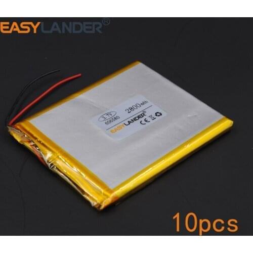 10pcs/Lot 3.7V 2800mAh Rechargeable li Polymer Li-ion Battery For Tablet PC iPAQ Power Bank Portable DVD Consumer 606580 066580