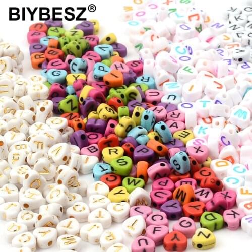 100/200 pcs/batch Acrylic Beads Colorful Love Loose Beads DIY Handmade Jewelry Bracelet Necklace Crafts