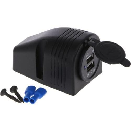 12V 24V Dual USB Panel Charger Adapter Dashboard Mount with Waterproof protective caps For Car Boat Marine Truck