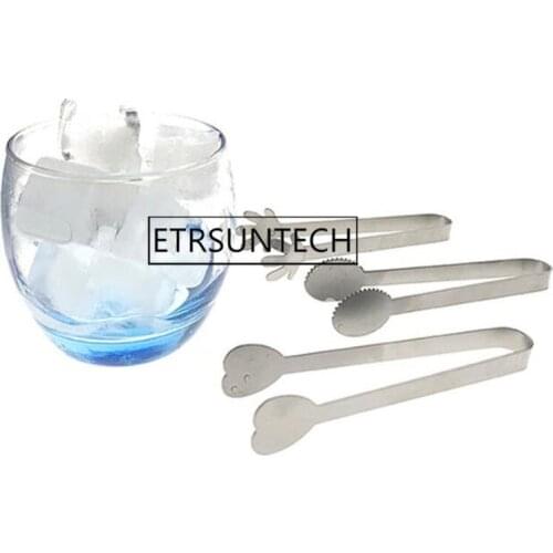 200pcs Stainless Steel Ice Tong Portable Barbecue BBQ Clip Bread Food Square Sugar Cake Ice Clamp Bar Kitchen Tool