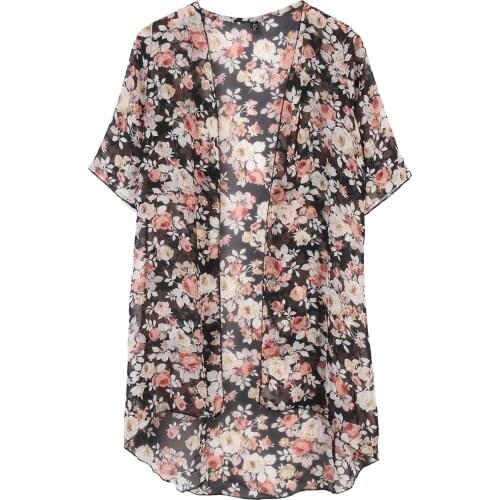 2018 Fashion Chiffon blouses Bohemia women floral print Women Loose Kimono Jacket Cardigan Blouse Clothes S-XL