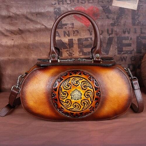 2021 Real Cowhide New Handbag Famous Brand fashion retro embossed one shoulder diagonal bag luxury handbag designer handbag
