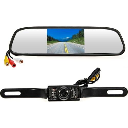 4.3 inch TFT LCD Color Car rear view mirror monitor With long Camera video DVD player car audio auto Reverse camera High Quality