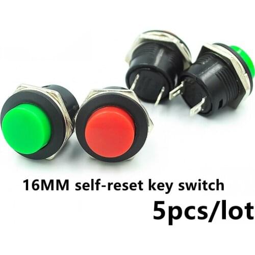 5pcs/lot R13-507 series button switch 16MM self-reset button switch round non-self-locking button jog switch