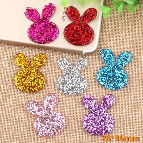 50pcs/Lot 28x36mm Multi Color Cute Rabbit Crystal Glitter Resin Rhinestone Flatback DIY Bling Flat Back Scrapbooking Craft