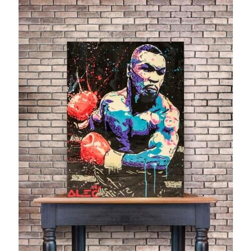 Alec Monopolys "Boxing Mike Tyson" Abstract Wall Art Oil Painting Poster Canvas Painting Print for Living Room Home Decor