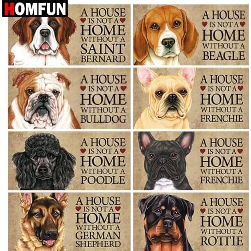 HOMFUN 5D Diamond Painting "Love dog Home" Diamond Embroidery Full Round/ Square Diy Cross Stitch Home Decor