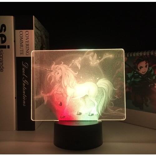 Anime Unicorn Colorful Two Tone Acrylic Table Light for CHild Birthday Gift Bedroom Decor Night Light Two Tone LED Lamp