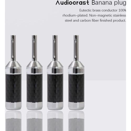 Audiocrast Carbon Fibre 24K Rhodium Plated 4Pc/Lots Banana Plug Jack Match Musical Speaker Cable Wire Pin Connector For Speaker