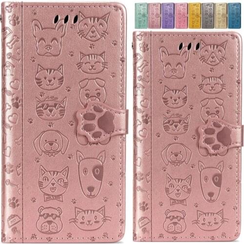 Cute Pet Footprint Flip Phone Case For Apple iPhone 12 11 Pro 6 6S 7 8 Plus XR X XS Max Funny Kid Flip Leather Wallet Cover O05F