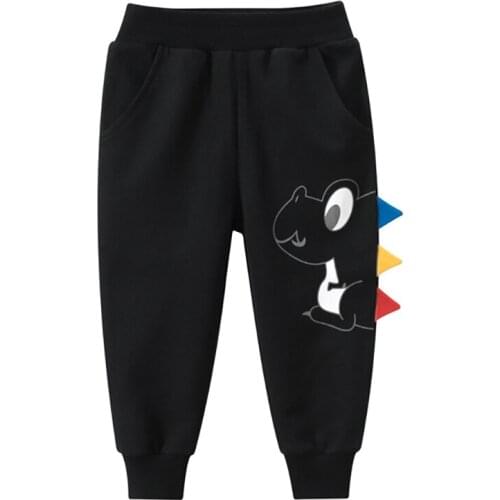 1-9Y Child Baby Boy Sports Pants 3D Dinosaur Pattern Elastic Waist Loose Version Ribbed Closing Spring Clothing