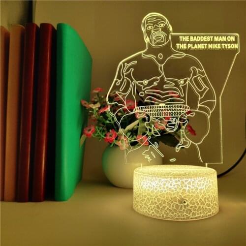 Mike Tyson Figure Night Light LED Boxer Nightlight Bedside Acrylic Table Lamp Club Gym Atmosphere Decoration Bluetooth Base