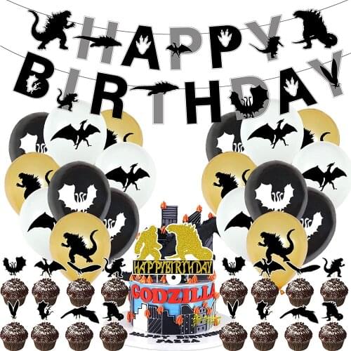 Giant Monster Theme Birthday Party Supplies Monster Dinosaur and Gorilla Happy Birthday Banner and Decoration Accessories