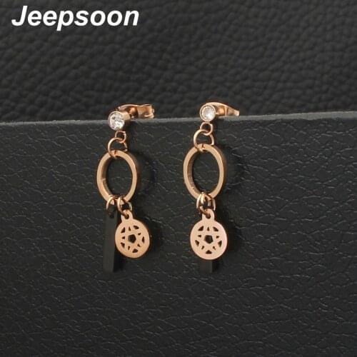 Personality Fashion Stainless Steel Jewelry Drop Newest Rose Gold Color Earrings Joker For Woman And Girl EFCZBTBC