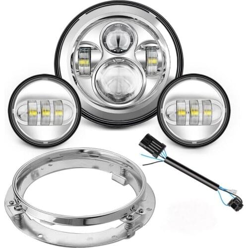 7inch Round Projector LED Headlight Conversion Kit&4.5inch LED Fog Lights for Ultra Classic Electra Street Glide