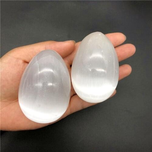 Beautiful 1PC Natural White Selenite Egg Stone Polished Gypsum Crystal Egg Shape Stone Gemstone Natural Quartz Crystals