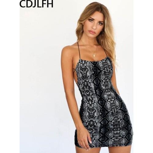Summer Dress 2019 Fashion Women Party Dress Leisure Design Sexy Dress Snake Printed Sling Bodycon Dress Sleeveless No Decoration