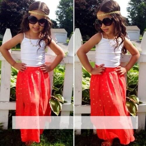Summer Girls Fashion Suspenders Set Top Long Chiffon Skirt INS Style Childrens Clothing Set For Girls